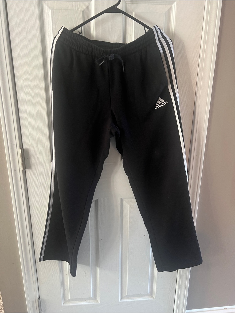 adidas Black Joggers with White Side Stripes - Kids